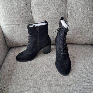 Faux Suede Lace up ankle boots - Brand New - sz 7.5